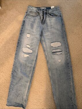 SEVENTY + MOCHI Stevie Turn Up Jean in Vintage Destroyed Austin